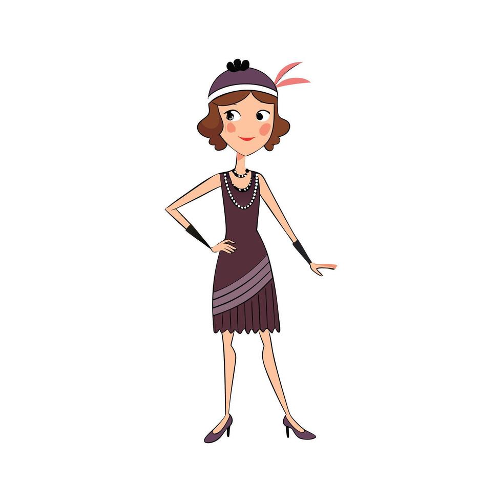 Bold Vintage 1920s Flapper Fashion Model Illustrate 3 vector