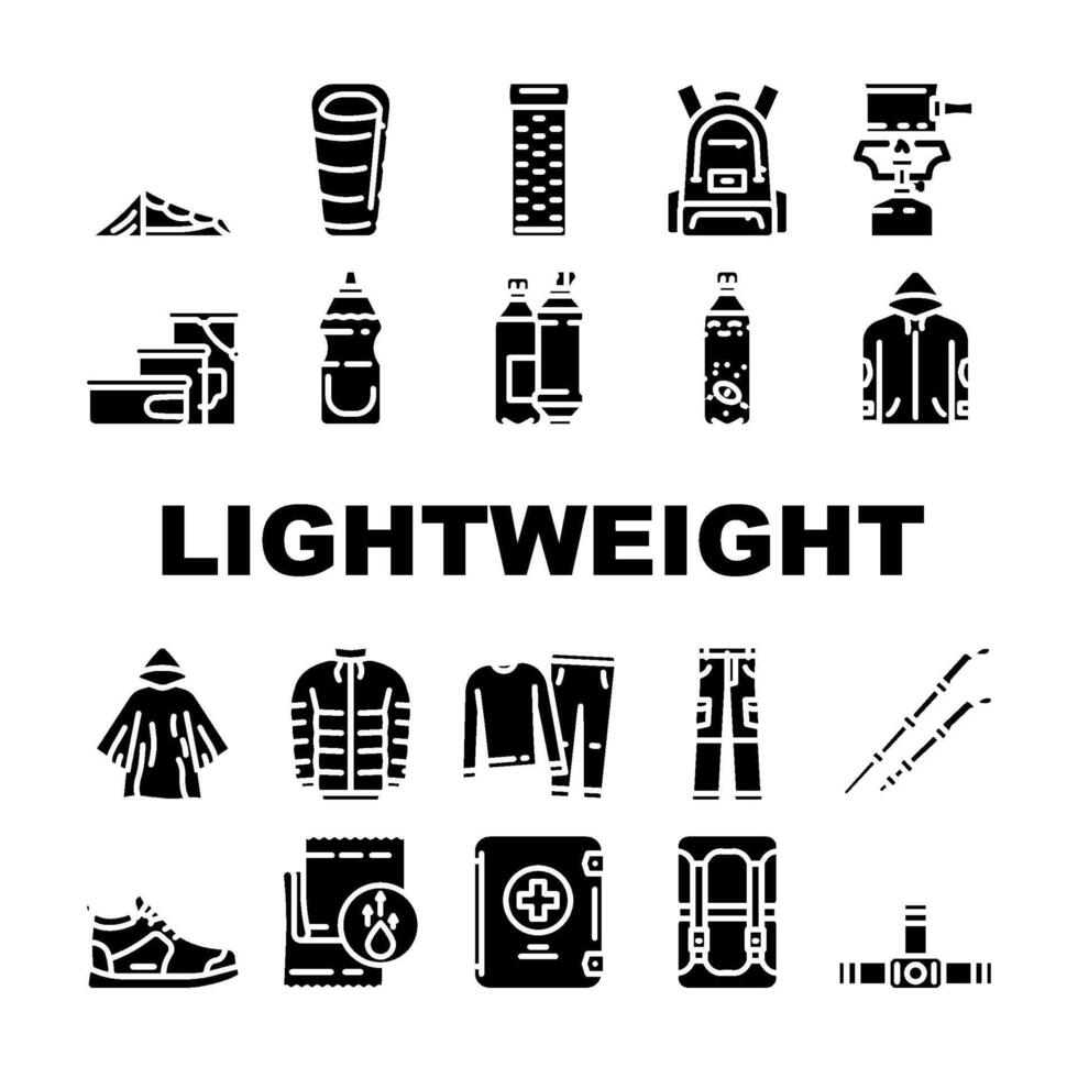 lightweight backpacking icons symbol vector