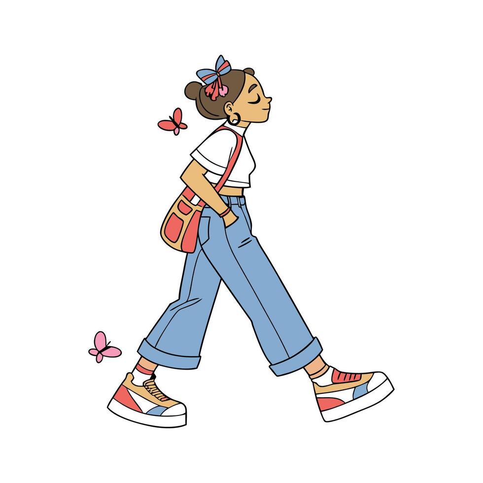 Charming Y2K Fashion Model for Illustrations. vector