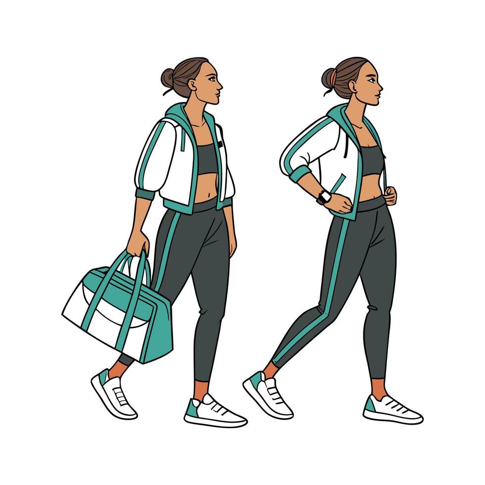 Contemporary Athletic Chic Model for Designs. vector