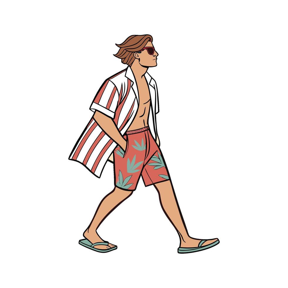 Charming Beachwear Fashion Model Design. vector