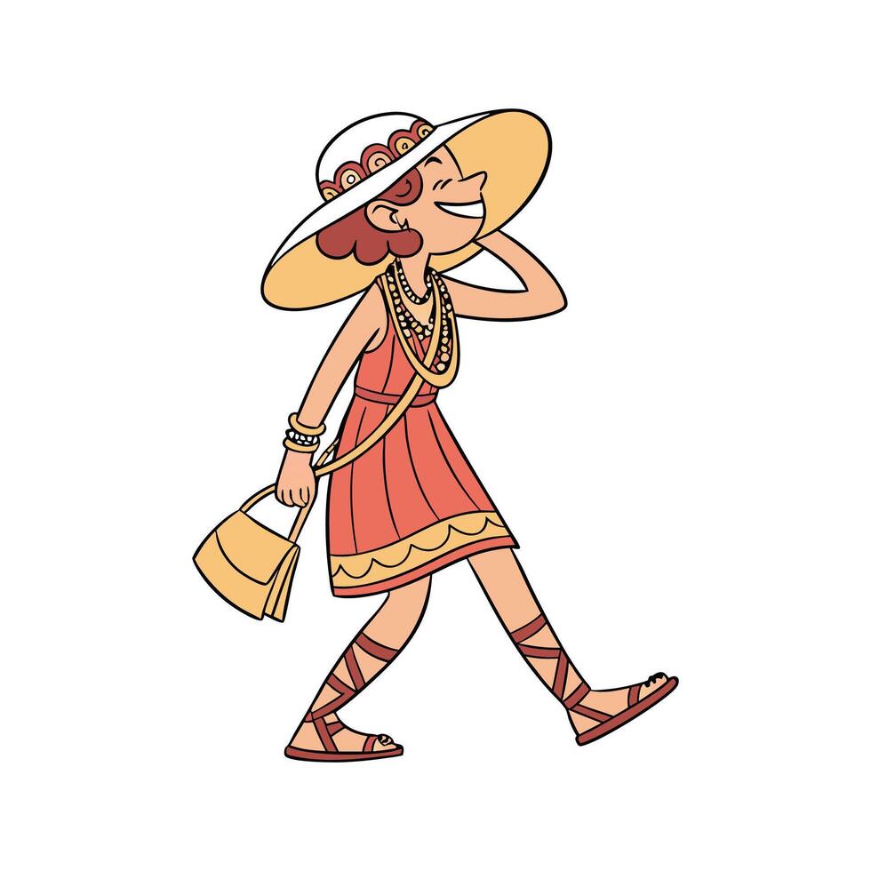Stylish Boho Chic Fashion Model for Festivals. vector