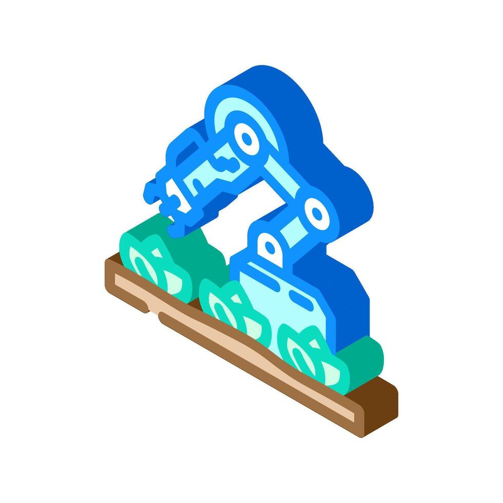 harvesting robot isometric icon illustration vector