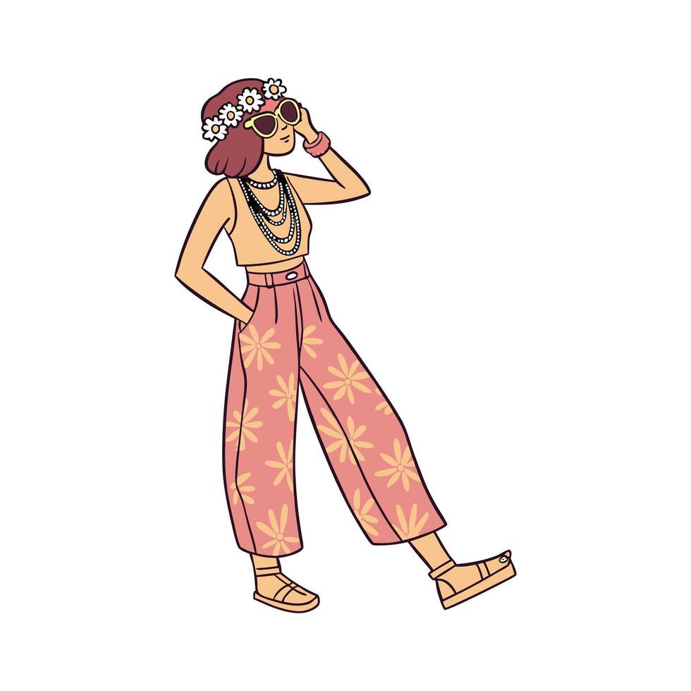 Charming Boho Festival Model for Artistic Designs. vector