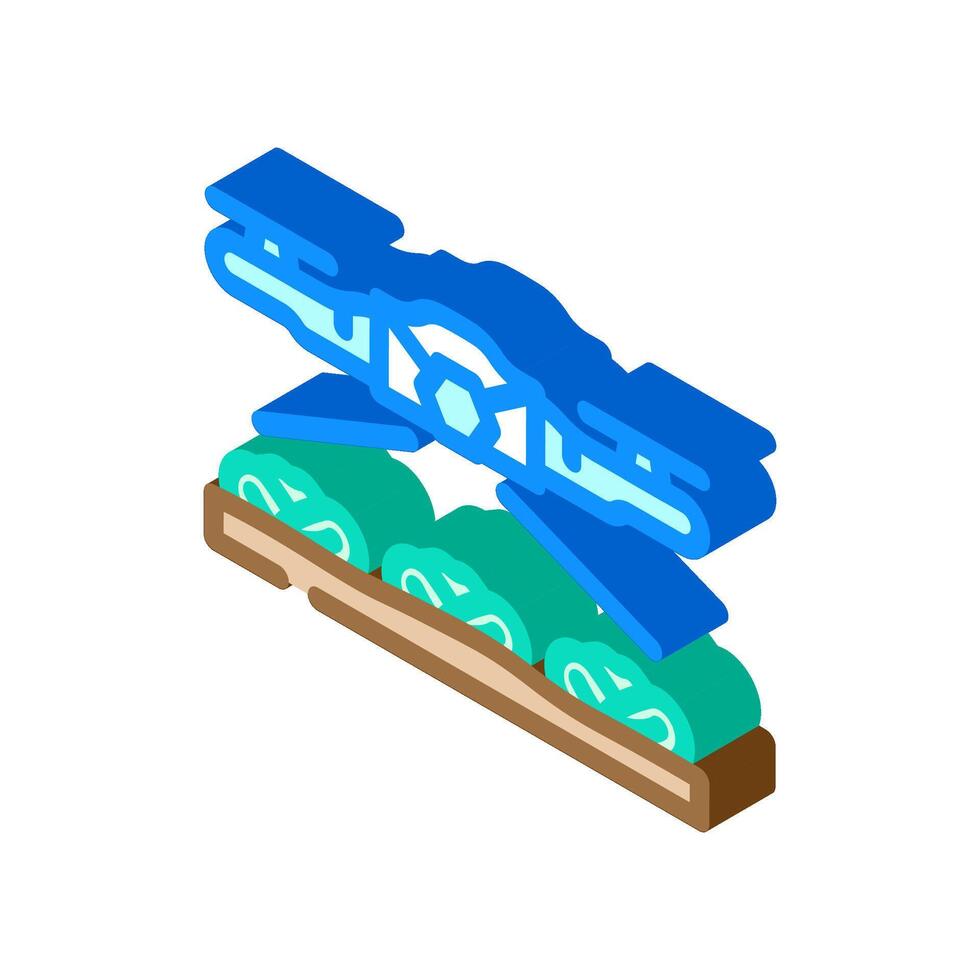 crop monitor drone robot harvests isometric icon illustration vector