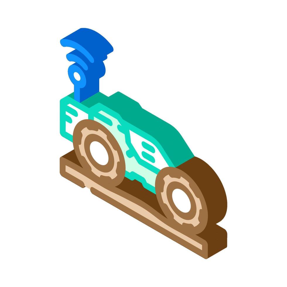 autonomous tractor robot harvests isometric icon illustration vector