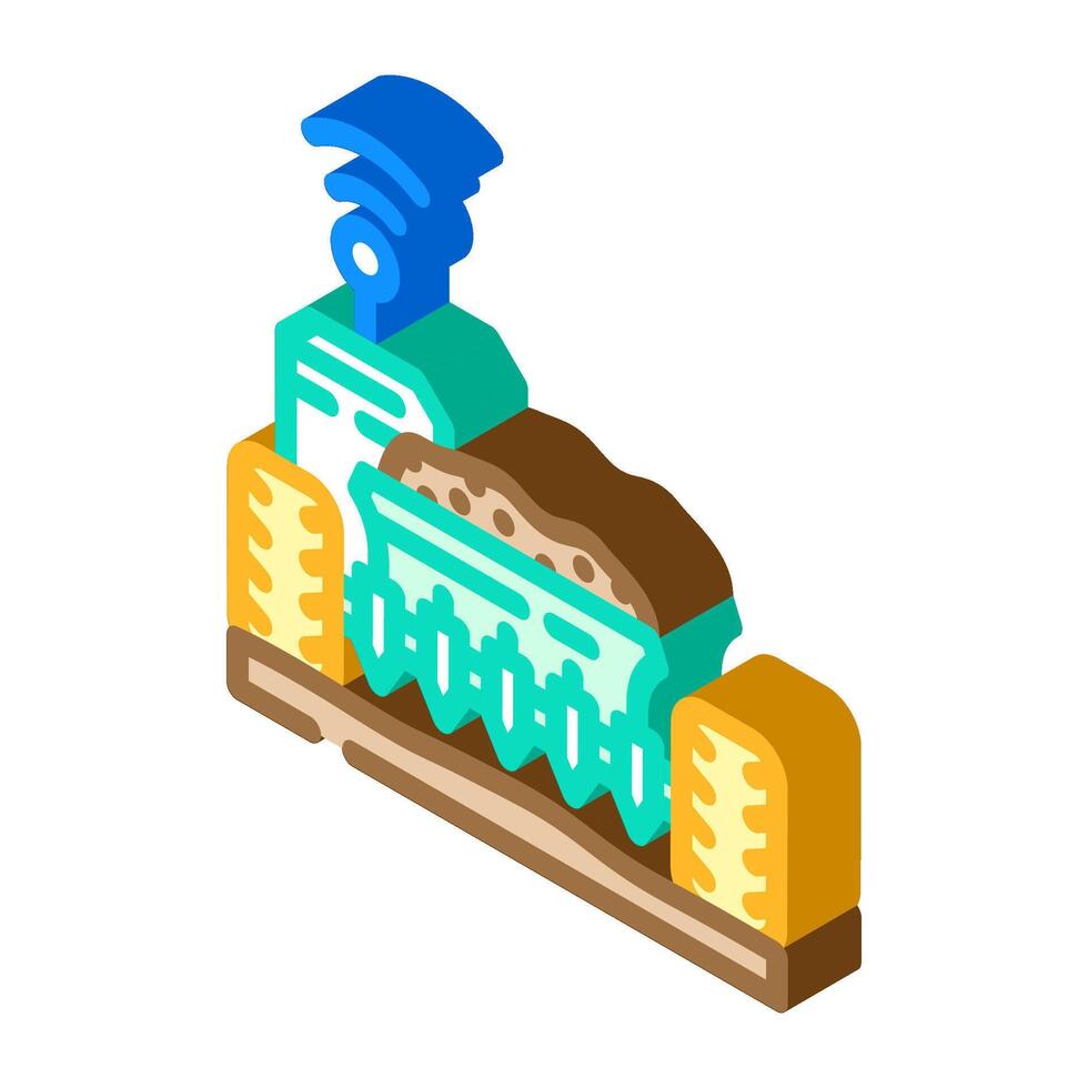 seed planting robot harvests isometric icon illustration vector