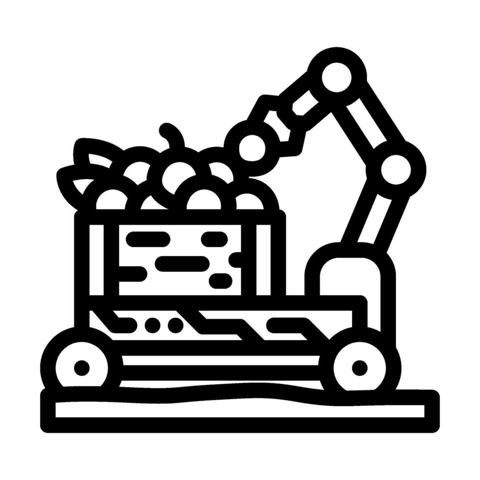 fruit picker robot harvests line icon illustration vector