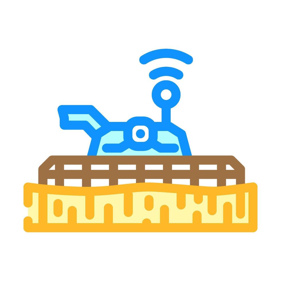 harvesting combine robot harvests color icon illustration vector