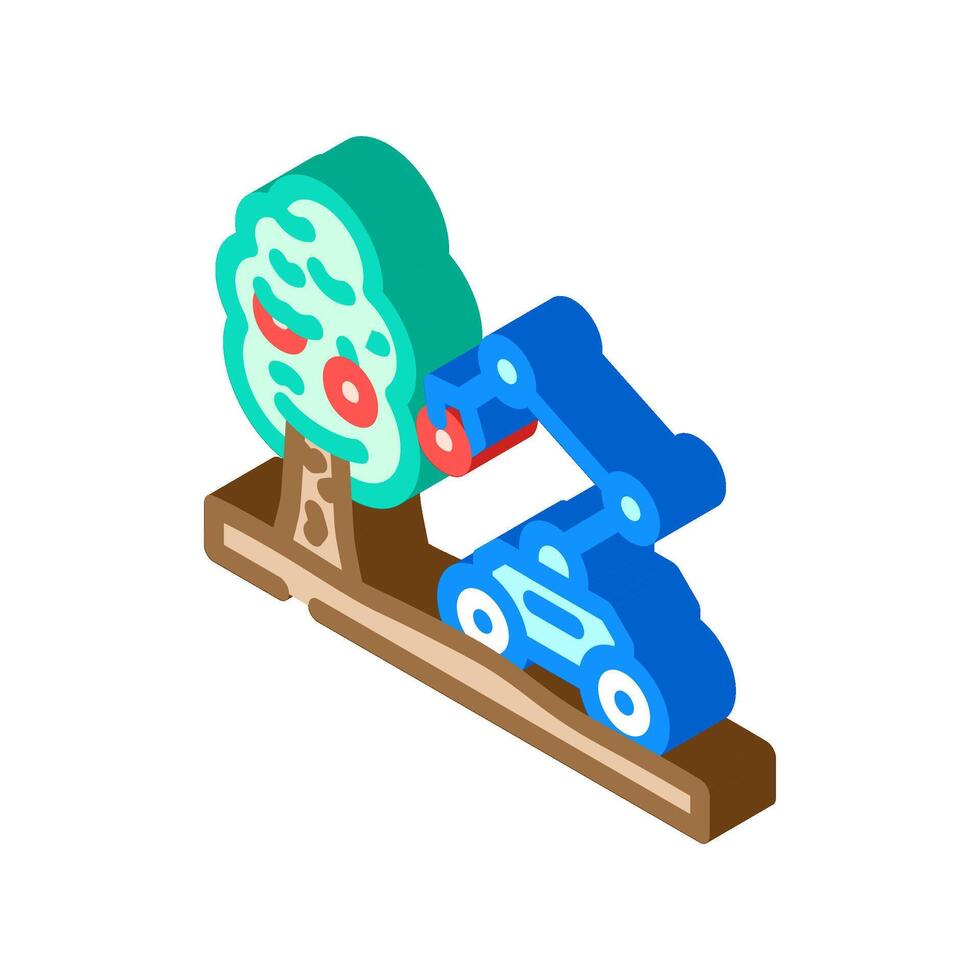 robotic arm crops robot harvests isometric icon illustration vector