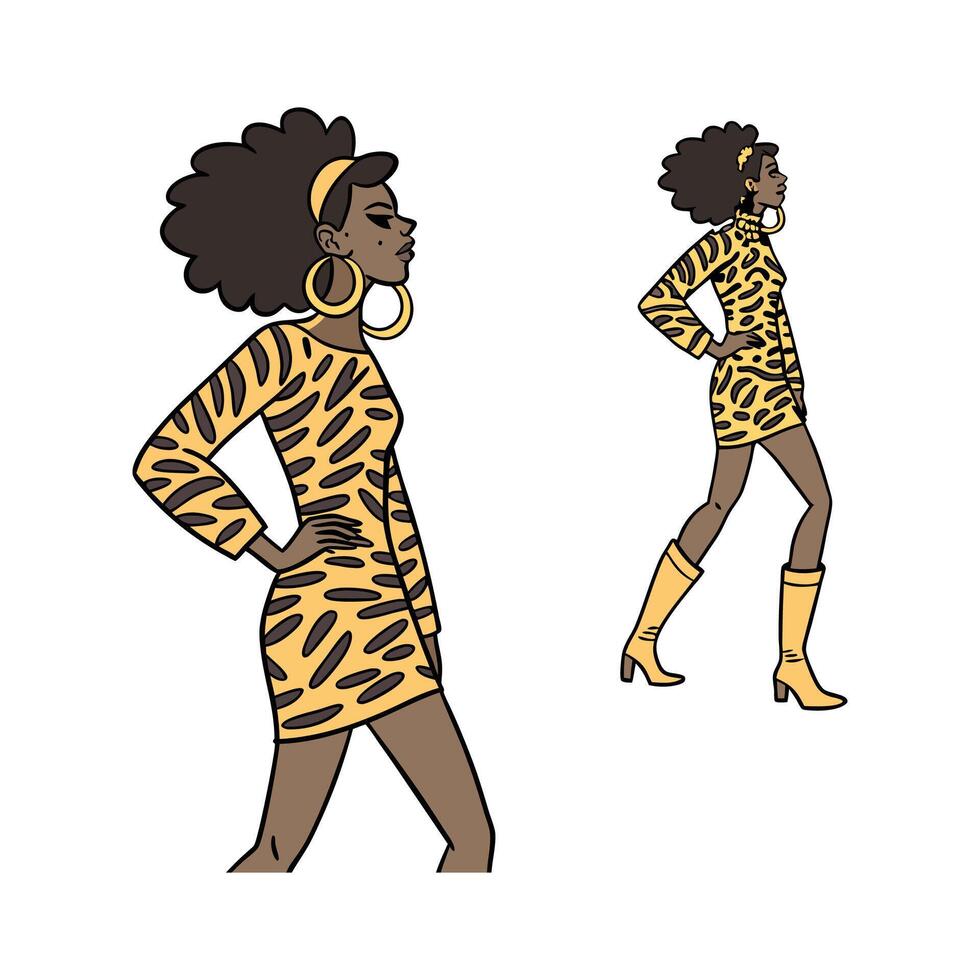 Daring Animal Print Fashion Model Design. vector