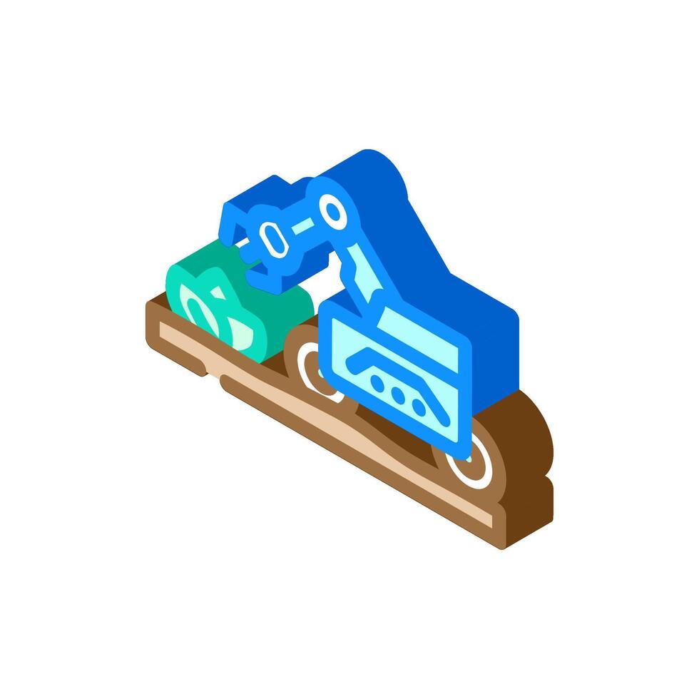agricultural robot harvests isometric icon illustration vector