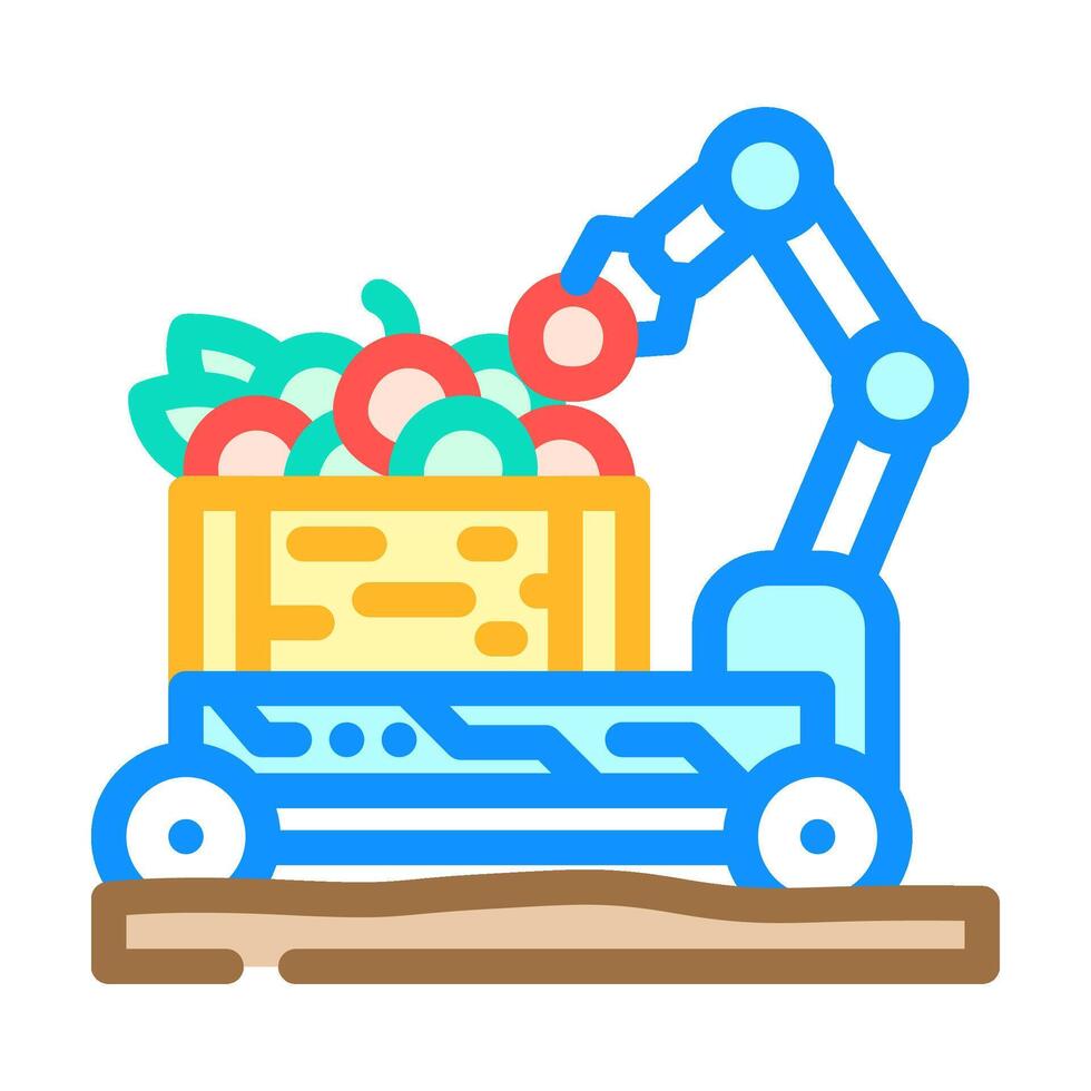 fruit picker robot harvests color icon illustration vector