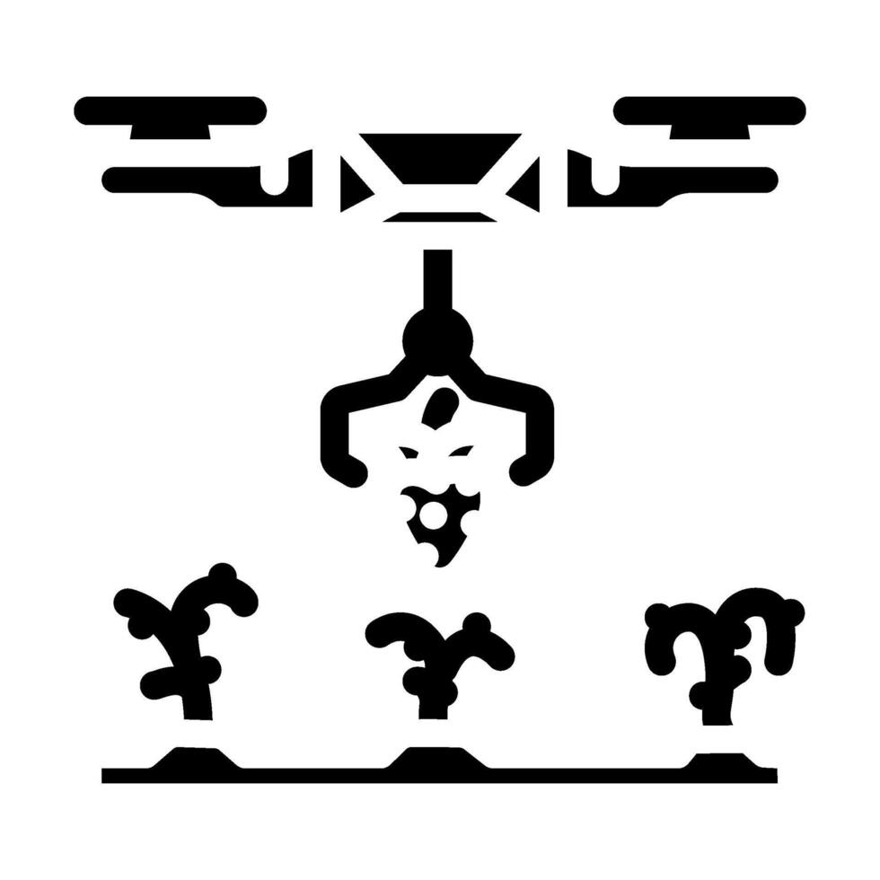 harvesting drone robot harvests glyph icon illustration vector