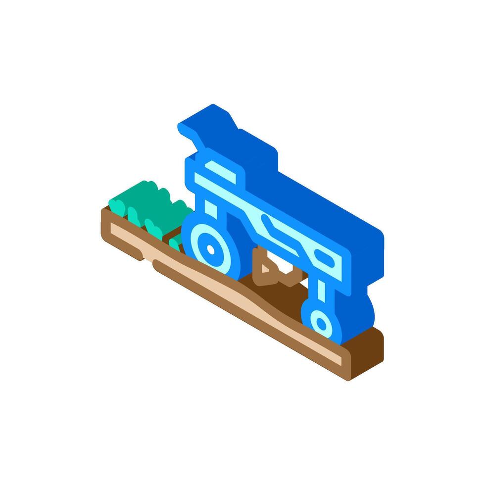 weeding robot harvests isometric icon illustration vector