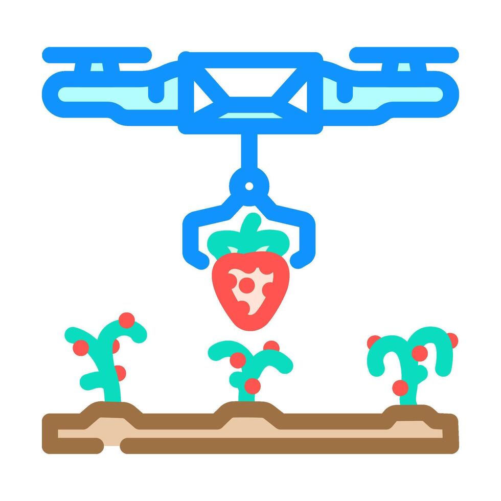 harvesting drone robot harvests color icon illustration vector
