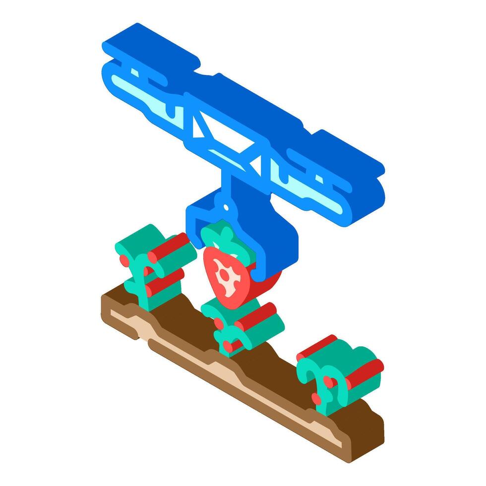 harvesting drone robot harvests isometric icon illustration vector