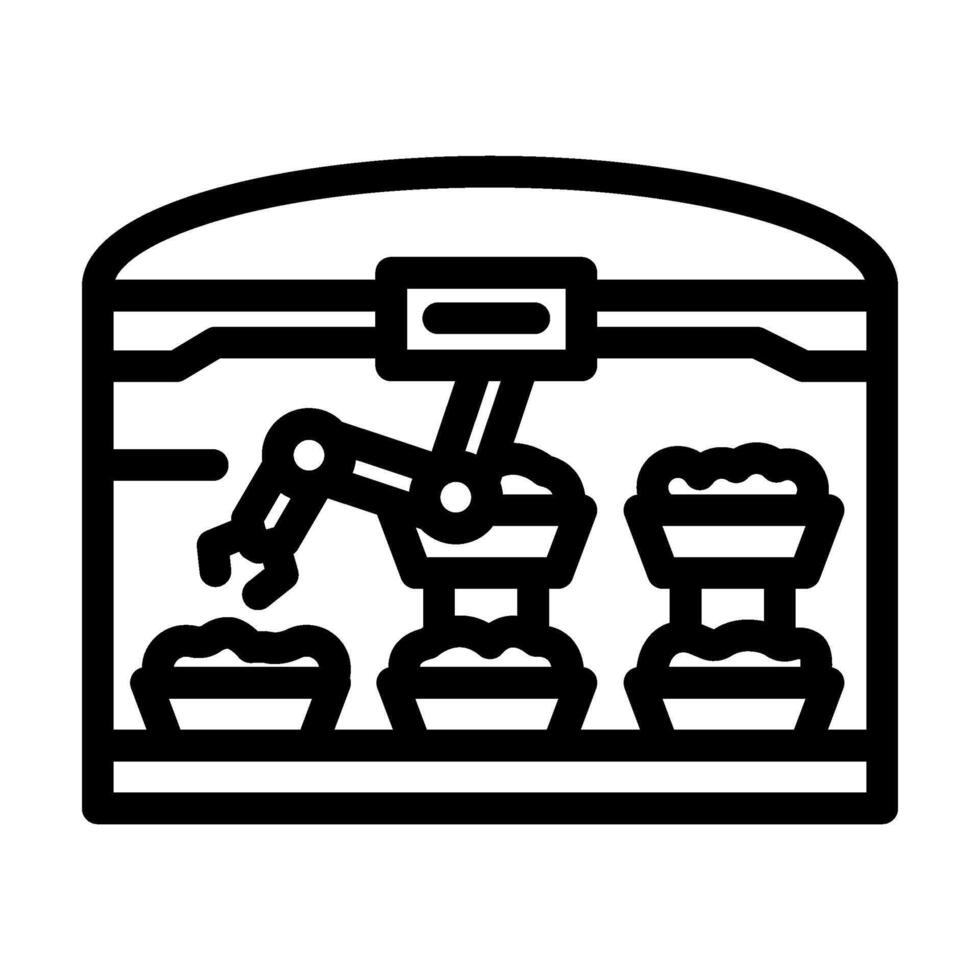 automated greenhouse robot harvests line icon illustration vector