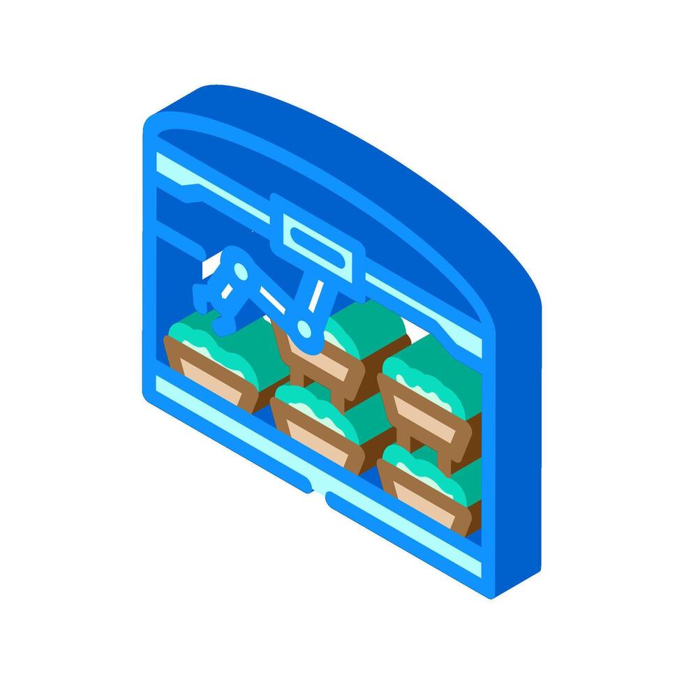 automated greenhouse robot harvests isometric icon illustration vector