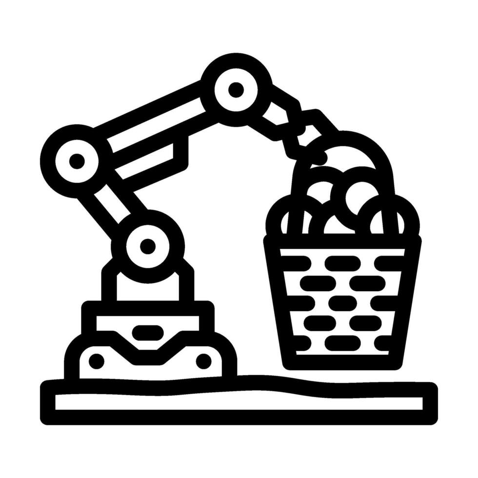 crop baskets robot harvests line icon illustration vector