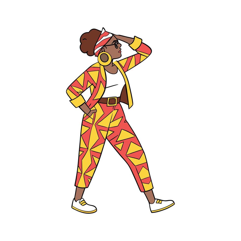 Charming Patterned Fashion Model. vector