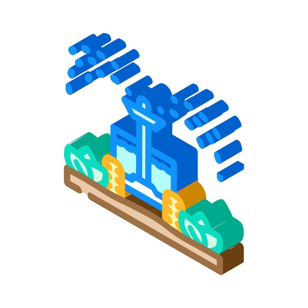 watering robot harvests isometric icon illustration vector