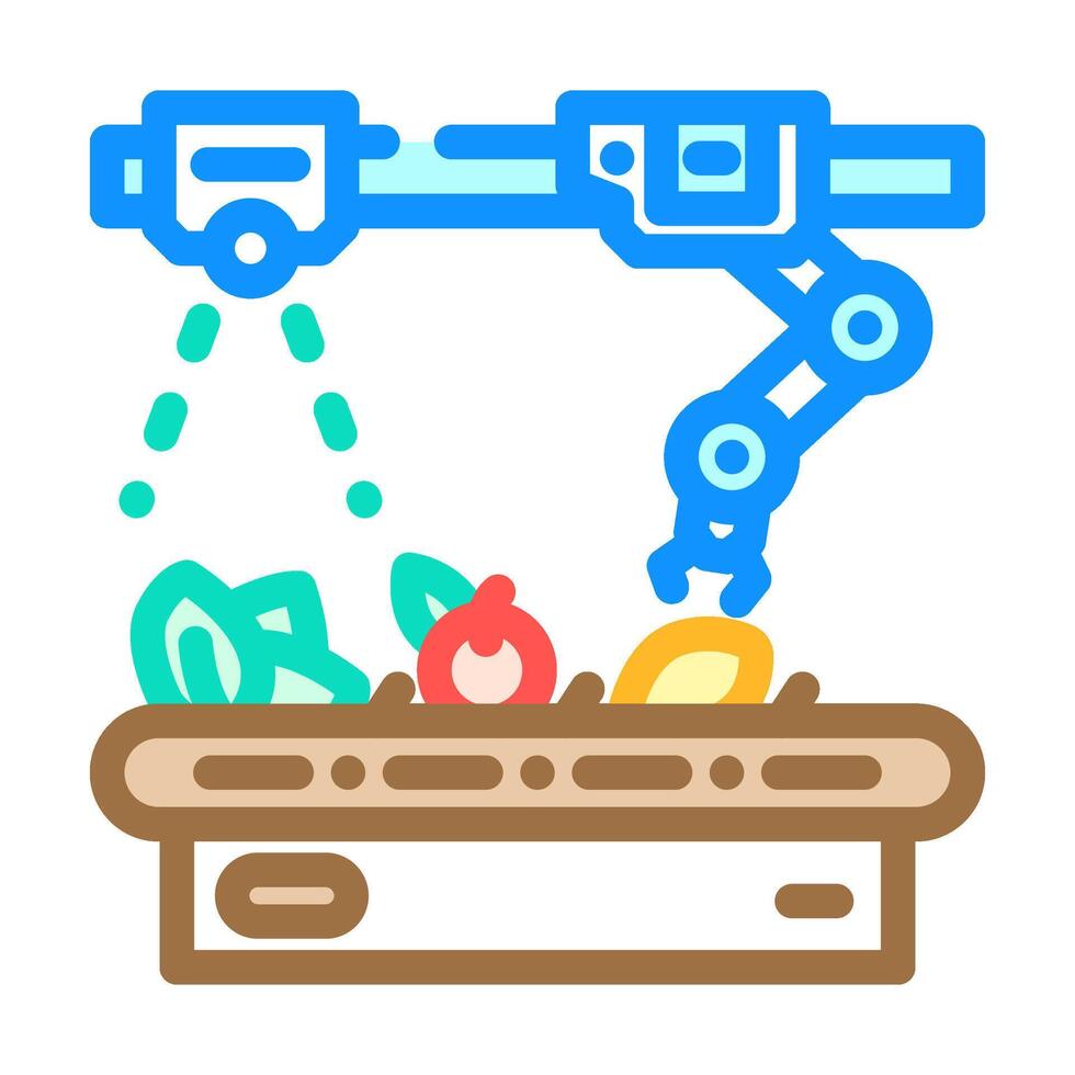 robotic sorting system robot harvests color icon illustration vector