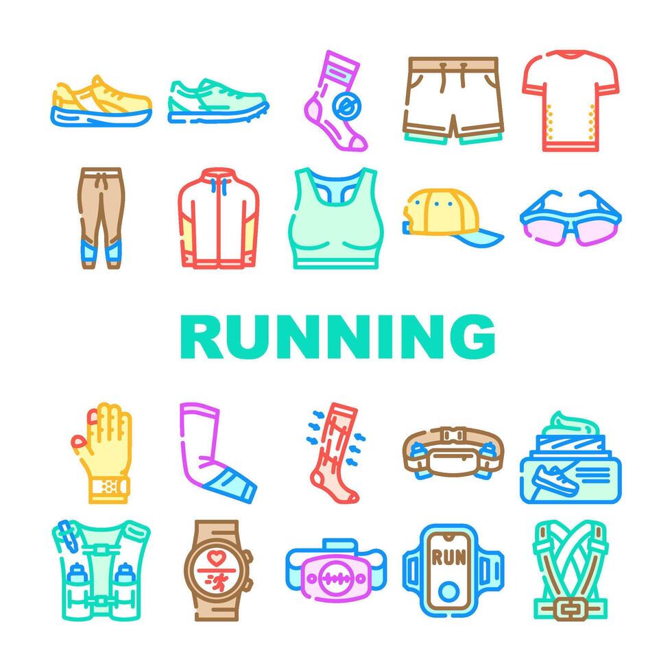 running accessories shoes symbol icons set vector