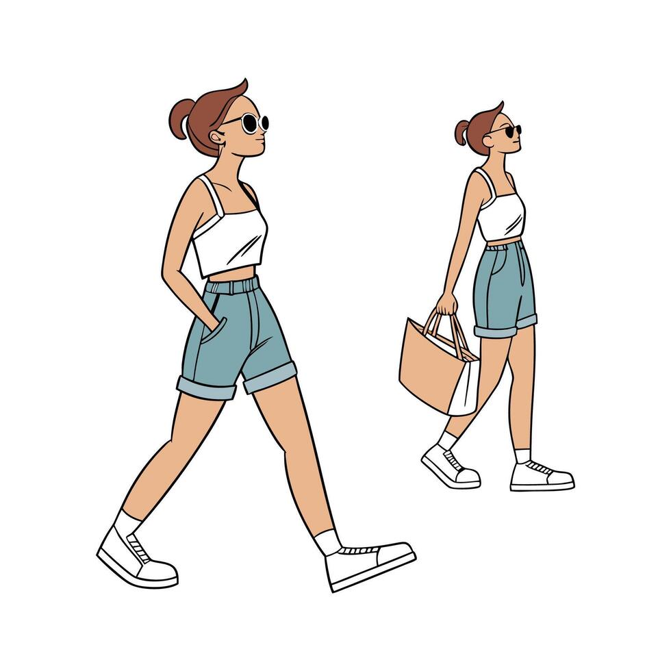 Charming Casual Summer Shorts Model. vector
