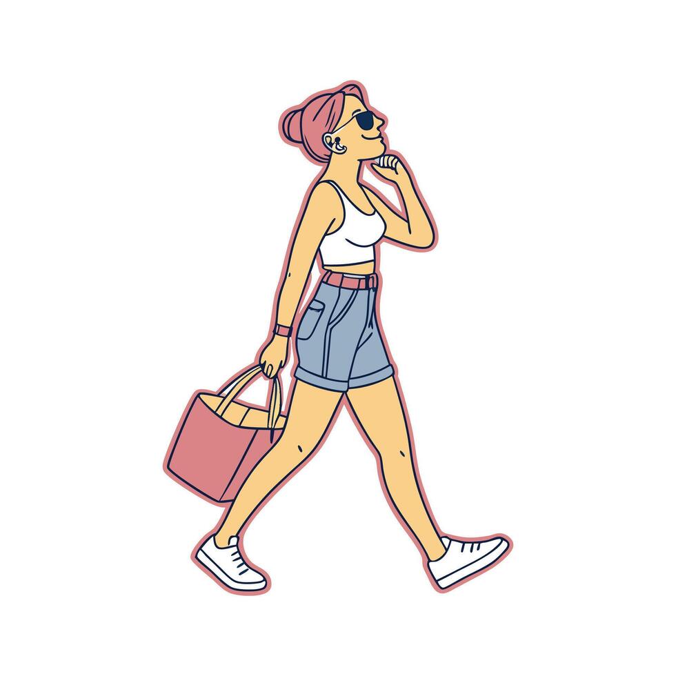 Stylish Casual Summer Shorts Fashion Model. vector