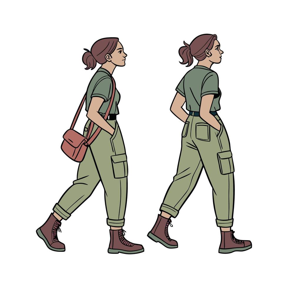 Utility Pants Fashion Model for Illustrations. vector