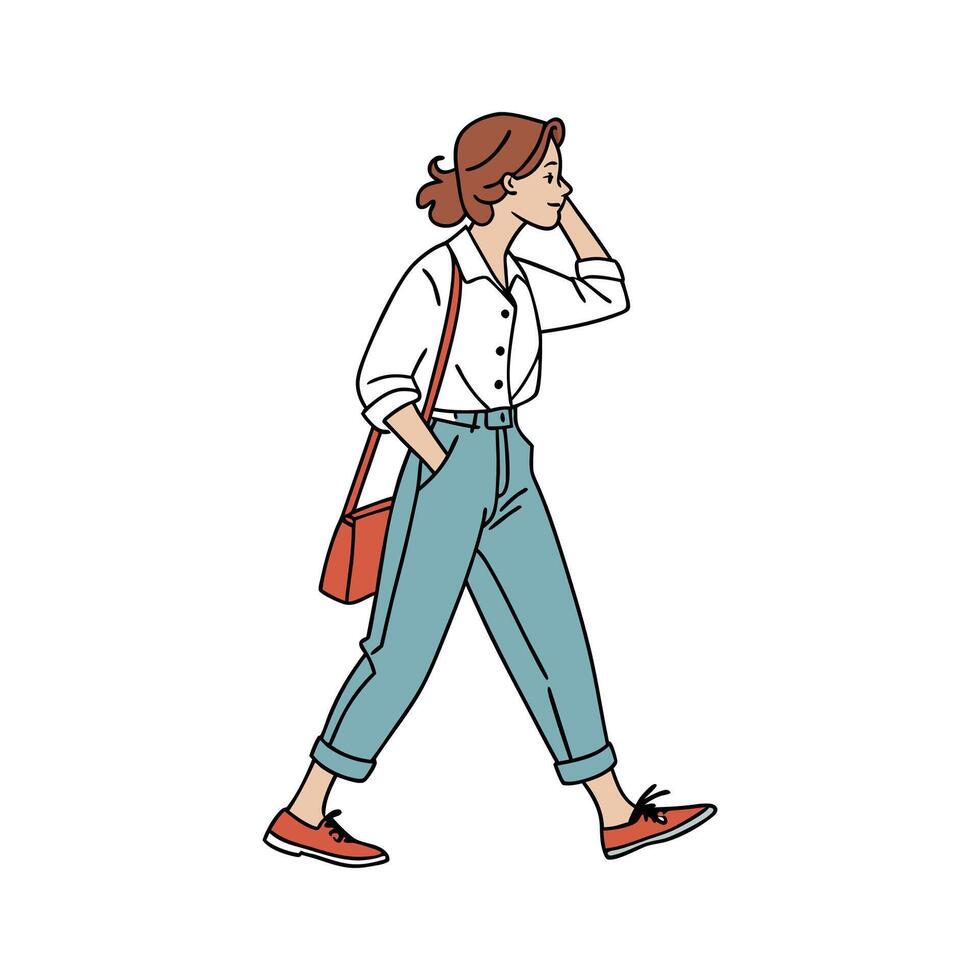 White Button Down Shirt Fashion Model Design. vector