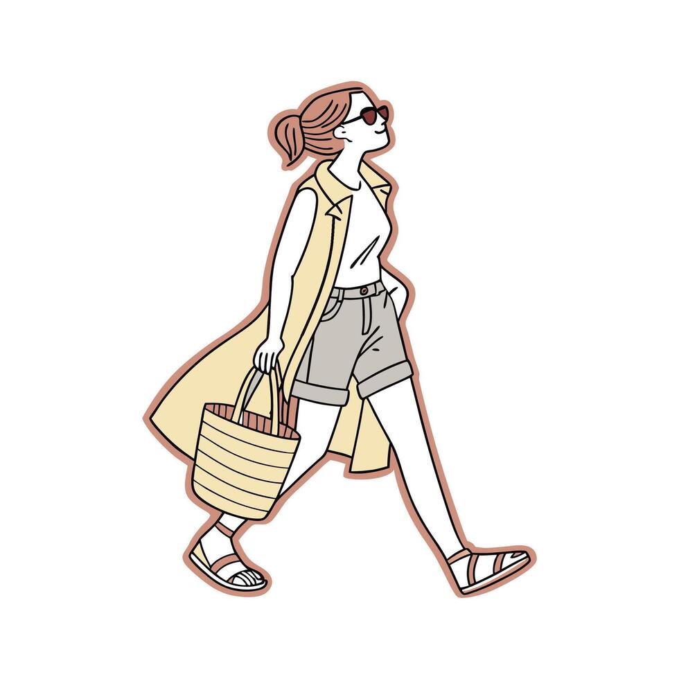 Stylish Casual Vest Fashion Model. vector