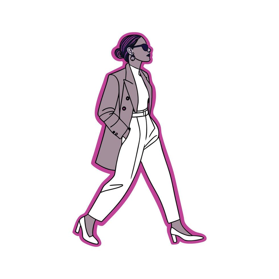 Stylish Monochrome Outfit Fashion Model. vector