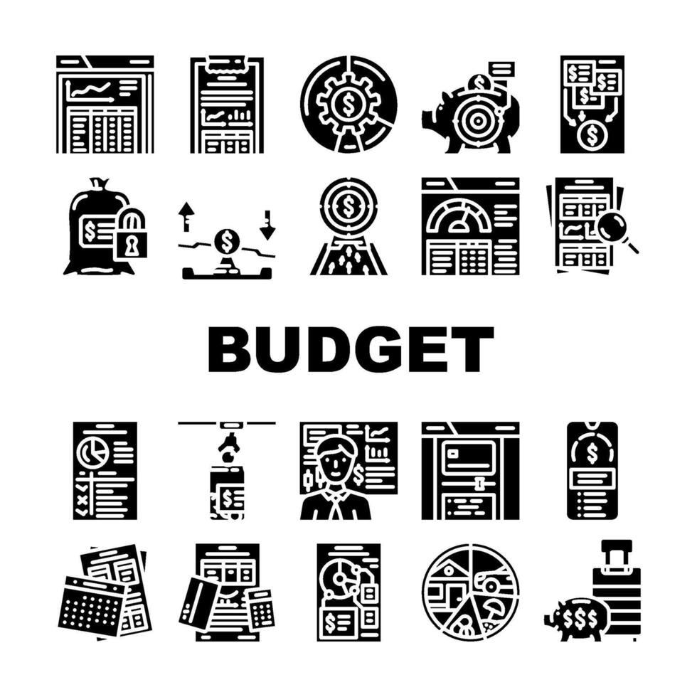 budget planning savings icons set symbol vector