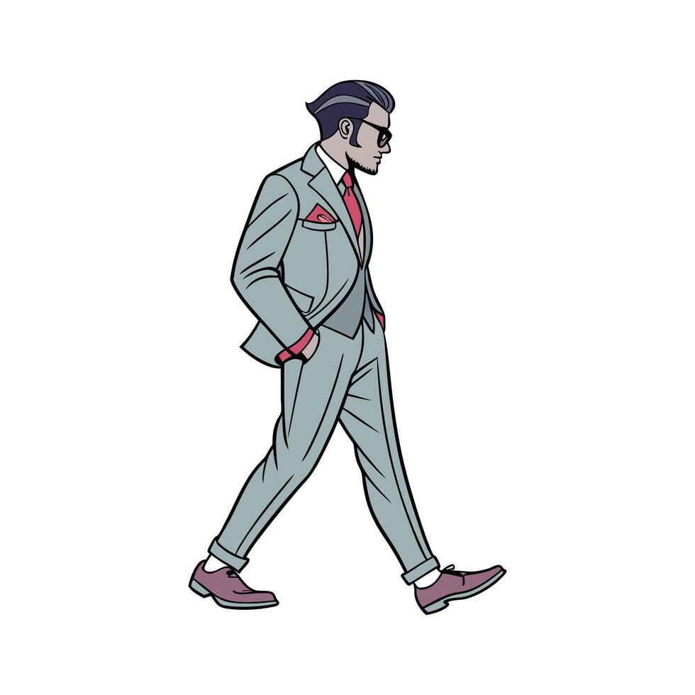 Elegant Dapper Gentleman Illustration Design. vector