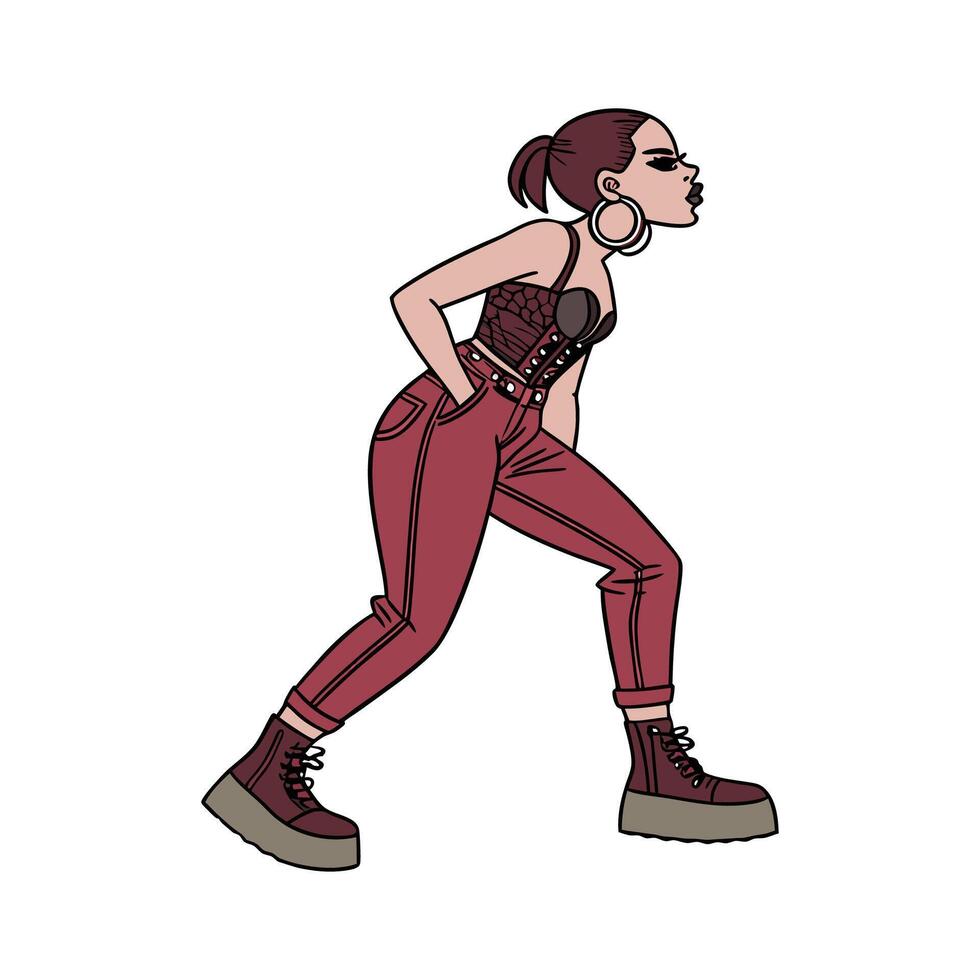 Trendy Edgy Corset Top Fashion Model. vector