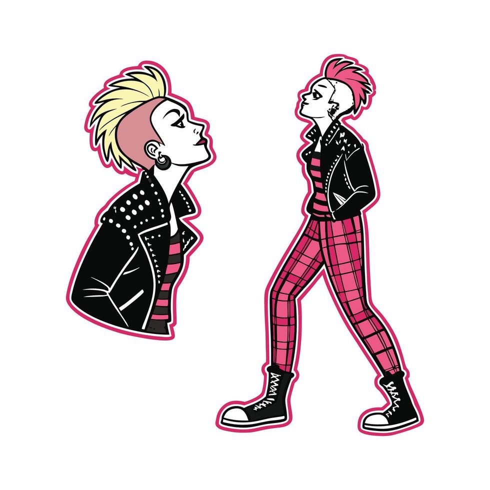 Chic Edgy Punk Rock Model Design. vector