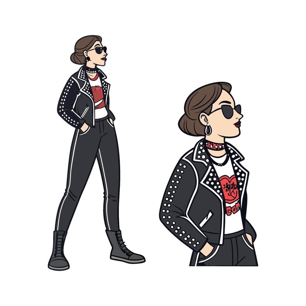 Stylish Edgy Rocker Leather Pants Illustration. vector