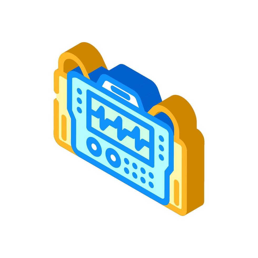 defibrillator cardiology isometric icon illustration vector