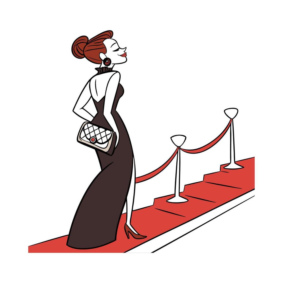Sophisticated Black Tie Gala Fashion Model. vector