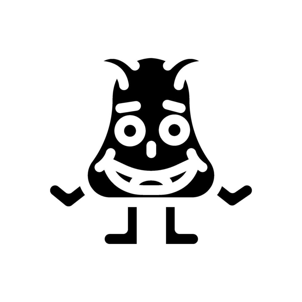 smiling monster cute glyph icon illustration vector