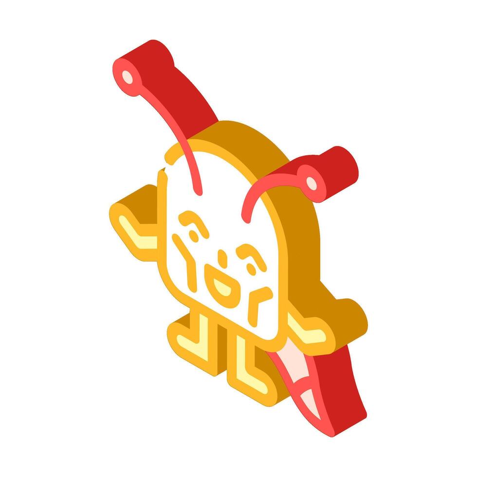 fluffy tail cute monster isometric icon illustration vector