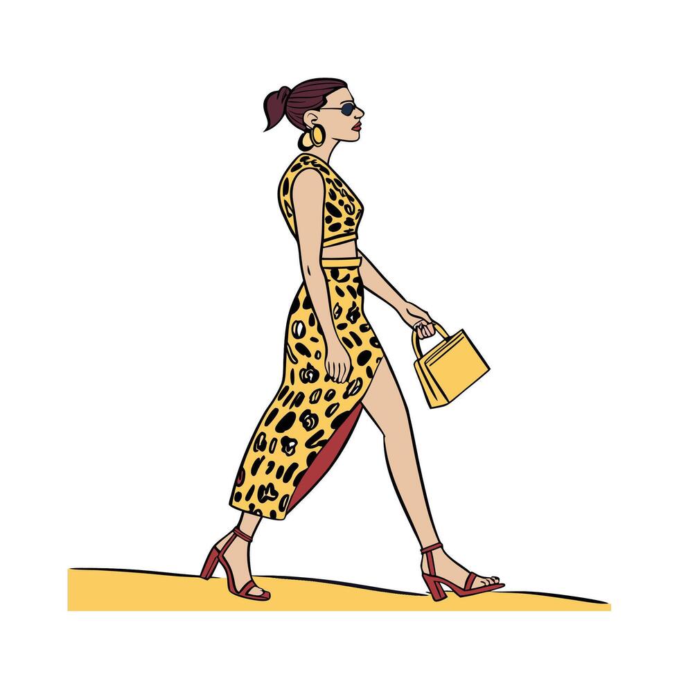 Fierce Animal Print Fashion Model. vector