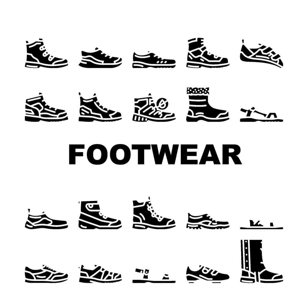 footwear tourism sandals symbol boots item set vector