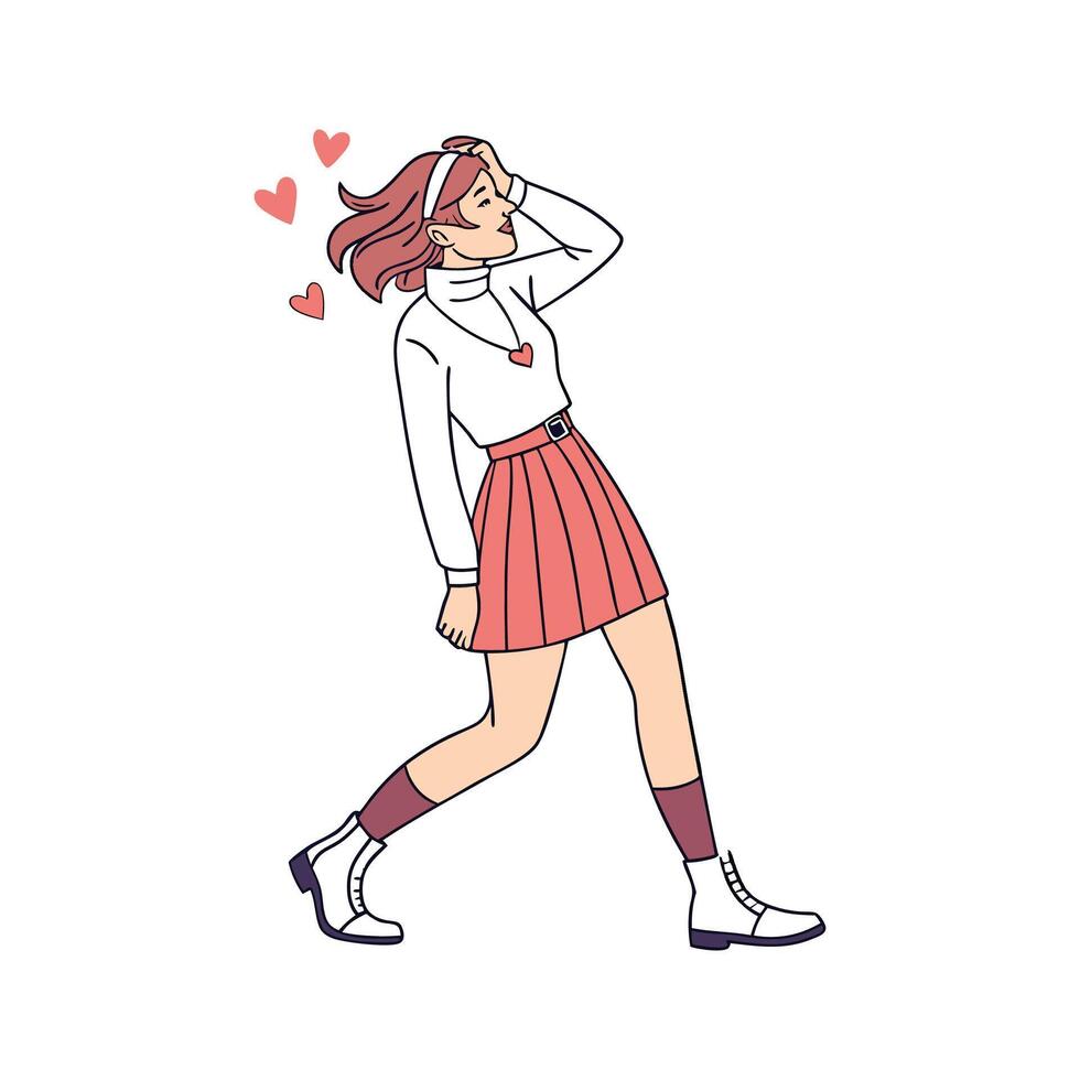 Stylish Flirty Mini Skirt Fashion Model. vector