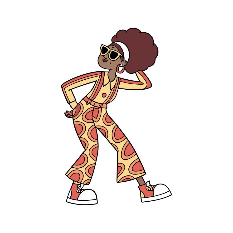 Trendy Funky Retro Fashion Model. vector