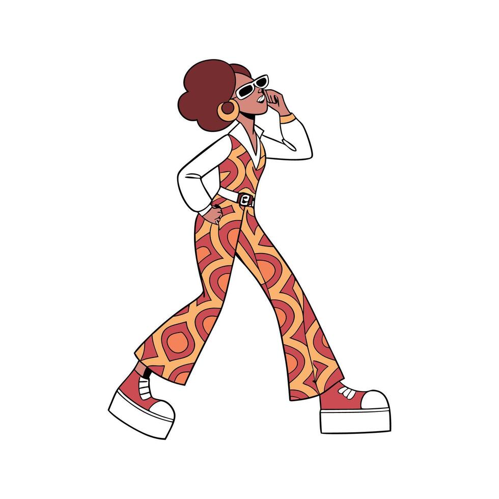 Chic Funky Retro Fashion Model. vector