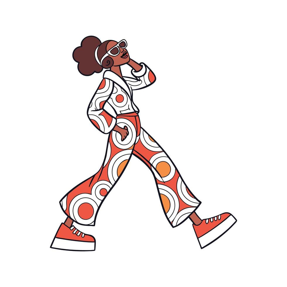 Bold Funky Retro Fashion Model. vector