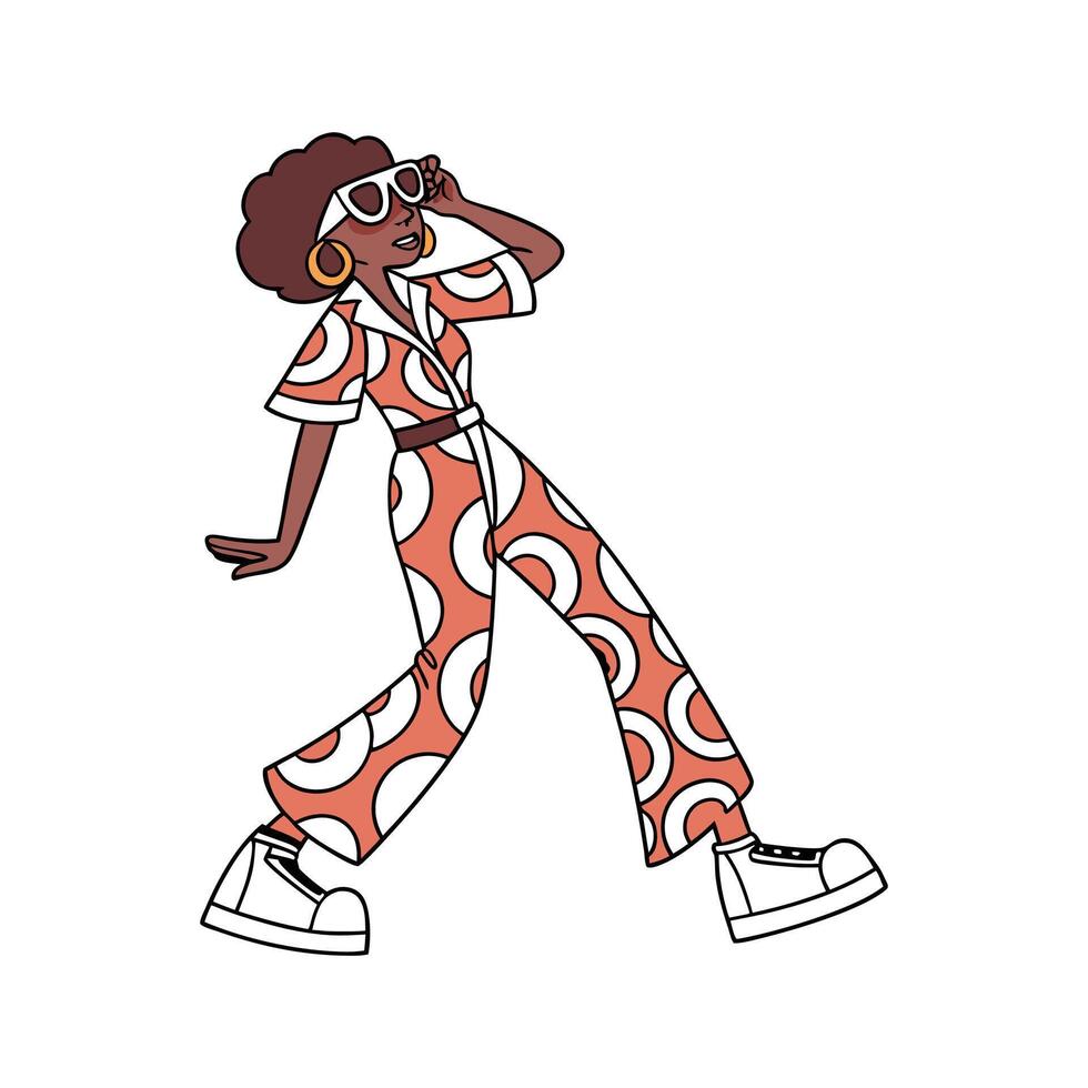 Elegant Funky Retro Fashion Model. vector